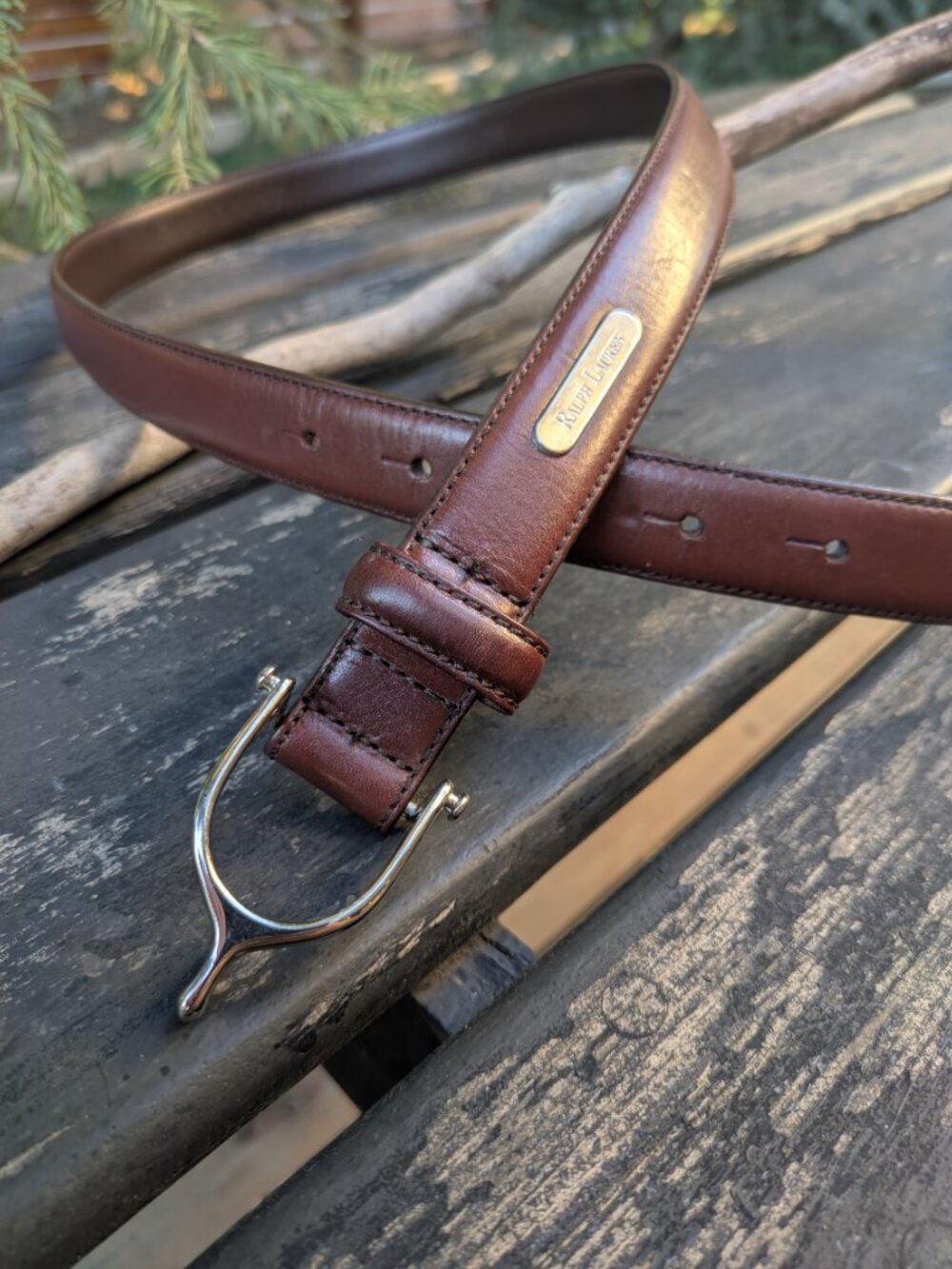 VTG Ralph Lauren Collection Brown Leather Equestrian Spur Belt Italy Womens M 30